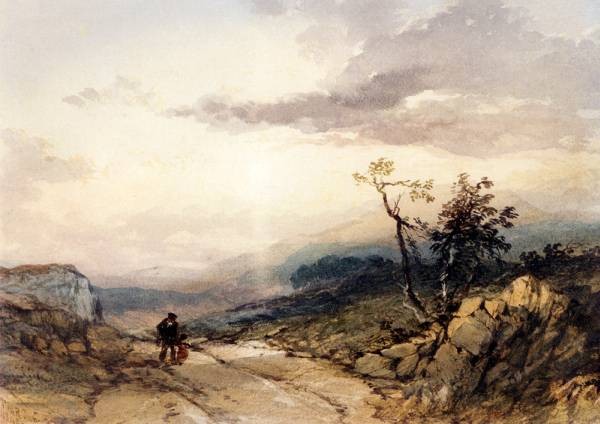 Figures On A Country Road Near Ambleside Westmoreland